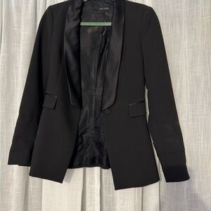 Zara Black Satin-Lapel Blazer